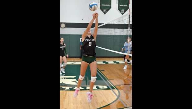 CLAIRE “CECE” FOCO (#8) was credited with 21 assists as Setter during last week’s Bay County Tournament.