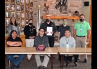 SAGINAW CHIPPEWA INDIAN TRIBE 2% GRANTS were awarded last Friday. Top photo: Front, l-r: District 2 Representative Ron Nelson, Chief Tim Davis, Sub-Chief Joe Kequom. Rear, l-r: District 1 Representative Carmen Otto, Tribal Treasurer Maia Spotted Tail, Pinconning Mayor Vern Little, Pinconning City Manager Dan Murawski, District 1 Representative Ron Ekdahl. Lower left photo, l-r: PASD Business Manager Kris McLavy, Tribal Public Relations Director Frank Cloutier, PASD Superintendent Mike Vieau. Lower Right