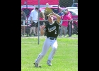 ALEX SHELAGOWSKI (#2) was busy in right field against Meridian in the District Semi-Final game on Friday.