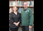 PINCONNING AREA SCHOOL BOARD MEMBERS Linda Anderson (left) and Mark Coutcher have both served since 2012, and completed their second term of office on Monday evening. The were recognized at the meeting by Superintendent Andy Kowalczyk and other members for their service. Katie and Paul Grzegorczyk will be sworn in at the first January Board meeting as their replacements. --Journal Photos