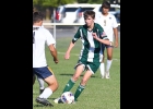 HUNTER GROULX (#10, shown against SSC) had the second goal in Monday night’s first victory of the year over the Pioneers in Clare . 