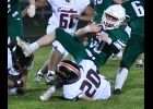 NOAH FOCO (#50) was tripped up on the kick return during Friday’s loss to Carrollton.