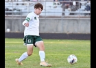 TREVIN BILLINGSLEY (#13) put this shot past the Alcona netminder for his first of two goals in last Tuesday’s MHSAA District win, the Spartans’ first Boys Soccer District win since 2019.